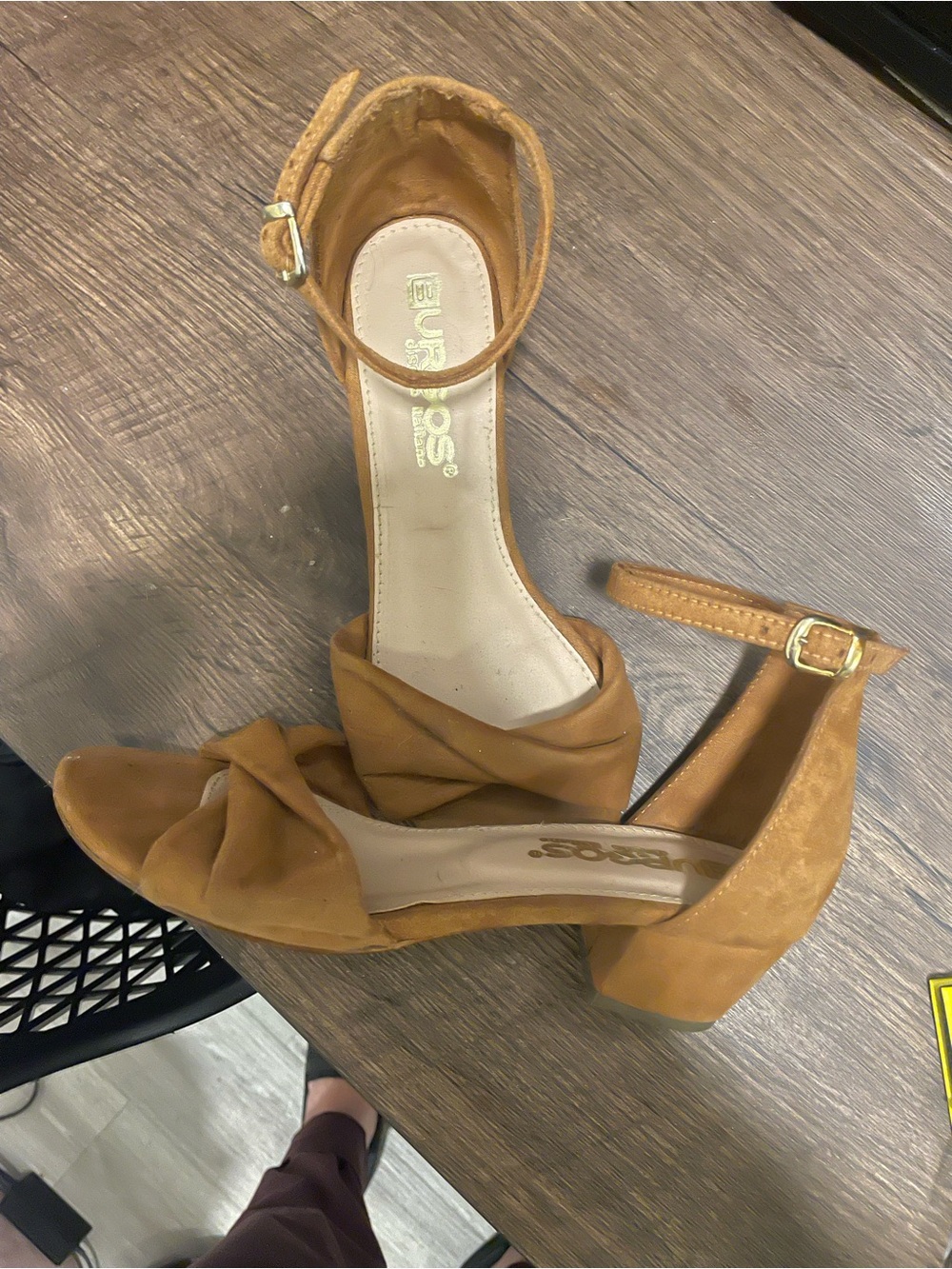 Musse & Cloud Tan Ankle-Strap Block Heel Sandals